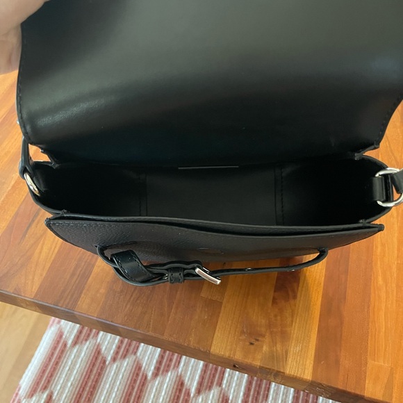 Michael Kors Emilia Black Pebbled Leather Saddle Crossbody Bag - Picture 5 of 7